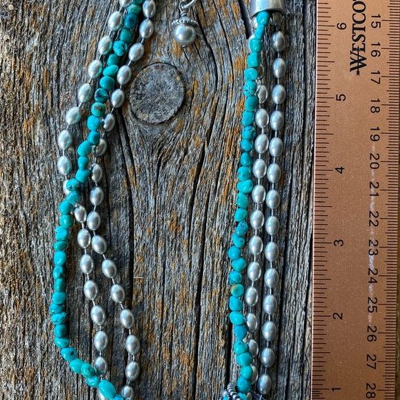 Silver and Turquoise Beaded Necklace - Picture 5 of 5